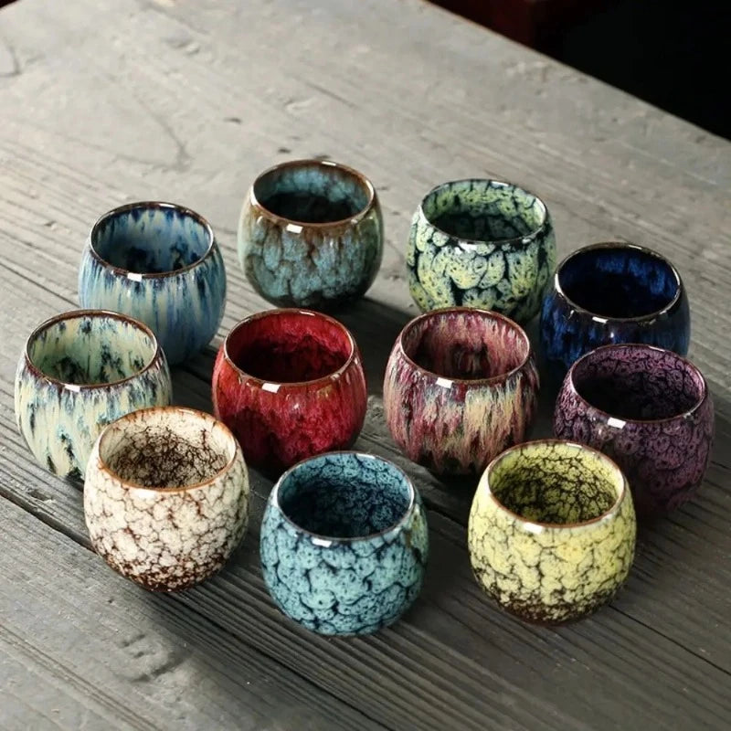 Japanese Raku Ceramic Tea Cup Kiln Fired Glaze For Coffee Sake Wine Tasting Tea Ceremony Zen Meditation Home Bar Use