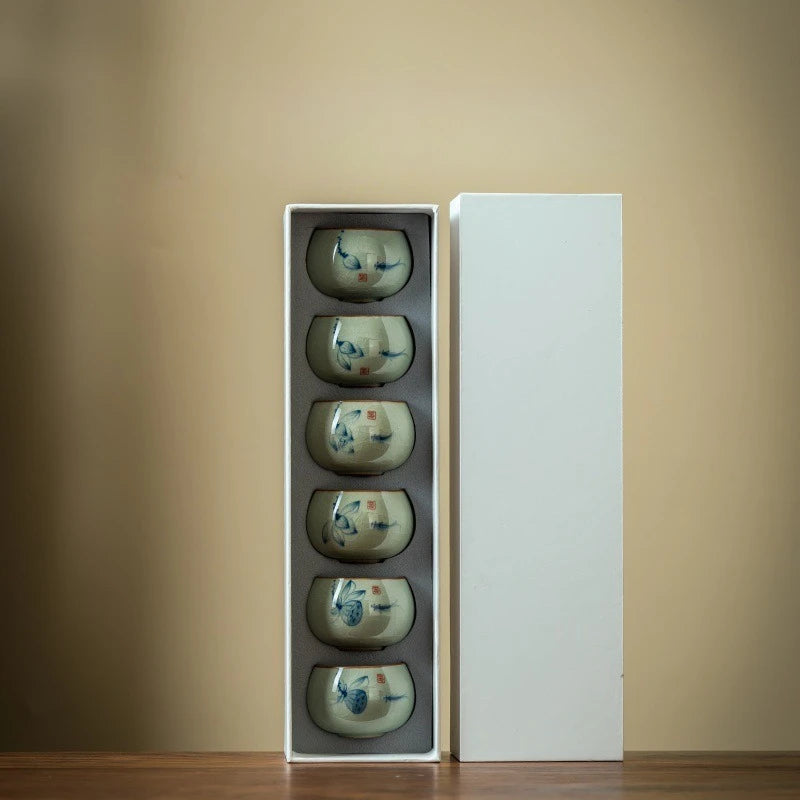 Handmade Ceramic Tea Cup, Porcelain Tea Bowl, Espresso Cups, Pottery Coffee Mug, Afternoon Teacup Mugs, Coffee Cups, 6PCs Set