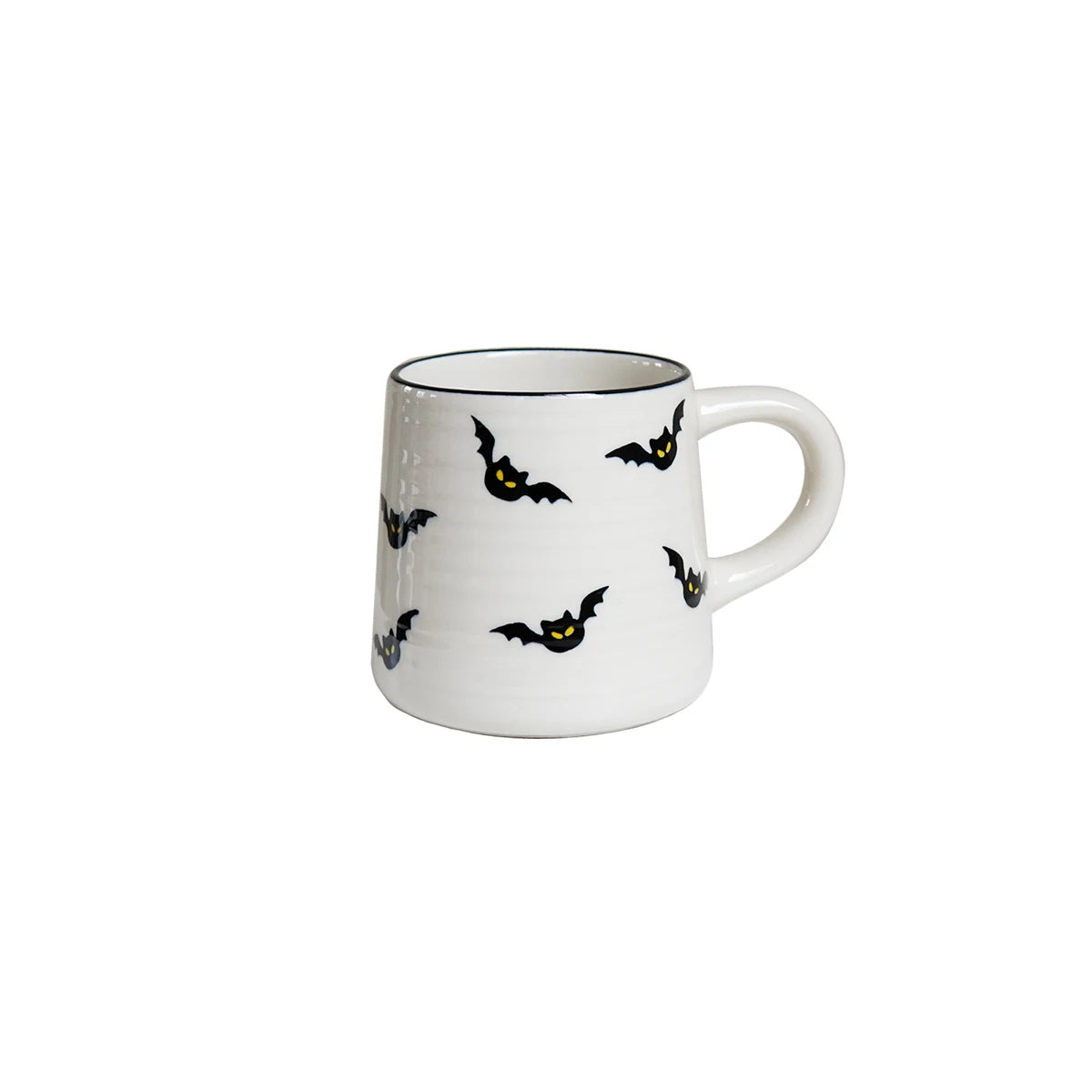 1Pc Halloween Ceramic Mug, Circle Pattern Coffee Cup, Exquisite Pumpkin, Bat Pattern Small Capacity Coffee Espresso Cup, Suitable for Home Decoration Drinkware, Halloween Party Cold Drink Cup, Breakfast Yogurt Oatmeal Cup, Afternoon Tea Tea Cup, Gift Gift