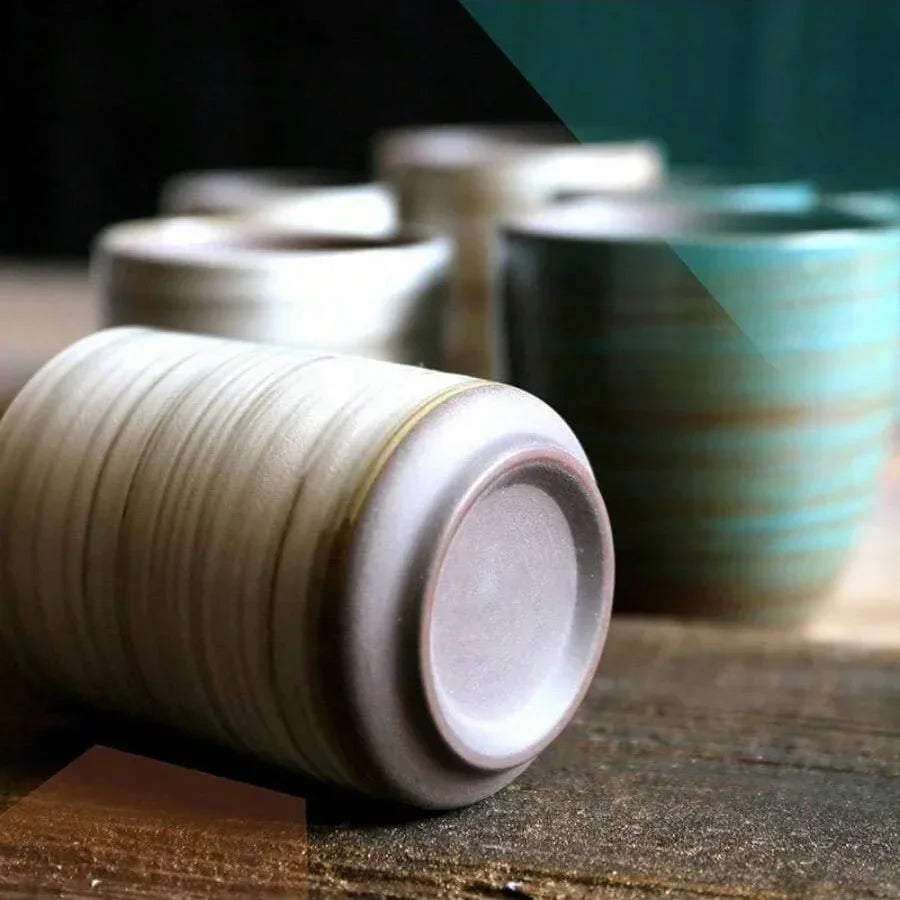 Hand-Painted Crackle Glaze Stoneware Mug, Vintage Asian Ceramic Coffee Tea Cup, Dishwasher Safe Gift Home Use Zen Aromatherapy