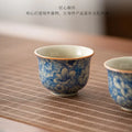 1PCS Chinese Blue and White Ceramic Teacup Anti Scaling Handmade Flowers Porcelain Tea Bowl Travel Meditation Cup Tea Set 70ml