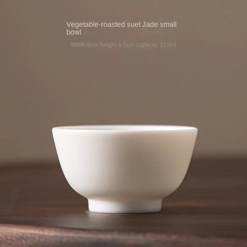 Plain Roast Mutton Fat Jade Small Teacup Dehua Kung Fu Tea Cup Teacup White Porcelain Master Cup Pure White Single Cup