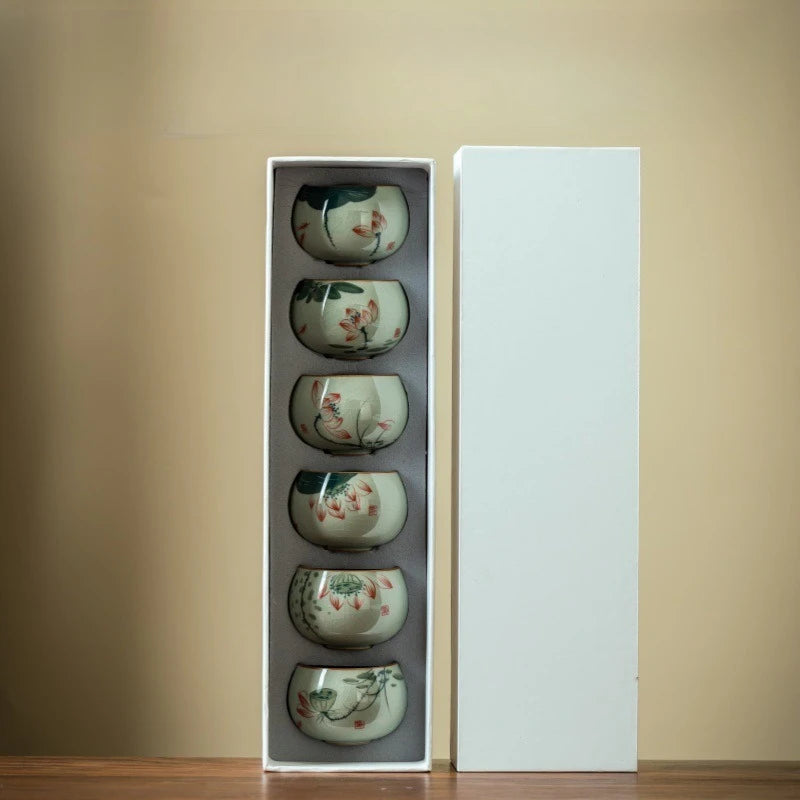 Handmade Ceramic Tea Cup, Porcelain Tea Bowl, Espresso Cups, Pottery Coffee Mug, Afternoon Teacup Mugs, Coffee Cups, 6PCs Set