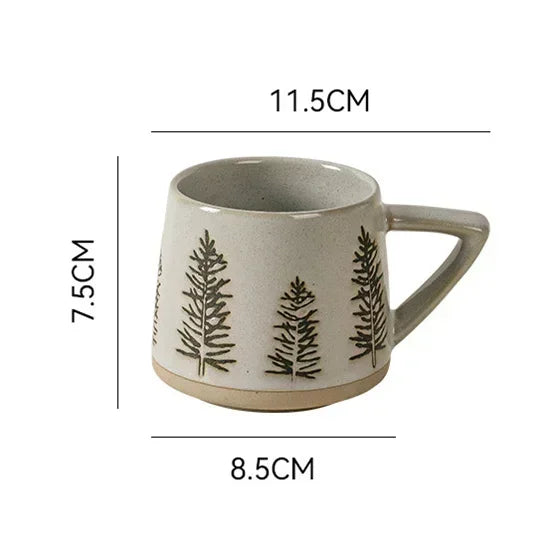 Creative Nordic Style Retro Ceramic Mug with Handle Heat-resistant Coffee Cup Christmas Elk Home Office Handmade Water Tea Cups