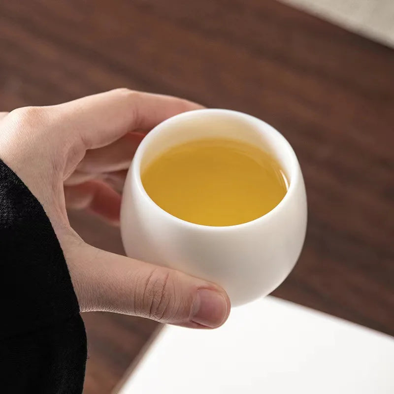 Plain Roast Mutton Fat Jade Small Teacup Dehua Kung Fu Tea Cup Teacup White Porcelain Master Cup Pure White Single Cup
